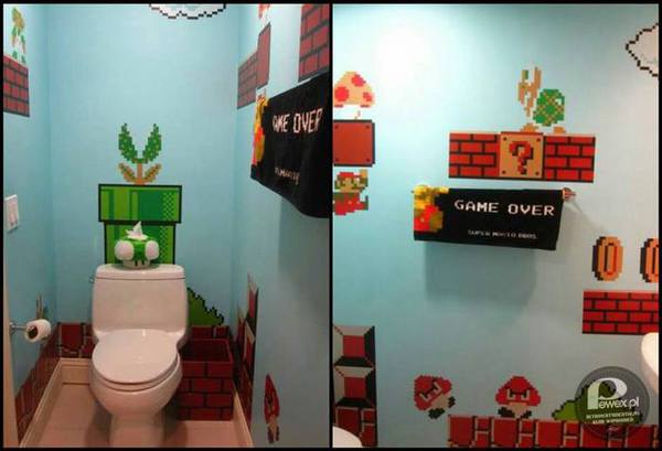 Prawdziwy fan Mario Bros – Zadba o każdy szczegół w toalecie. 