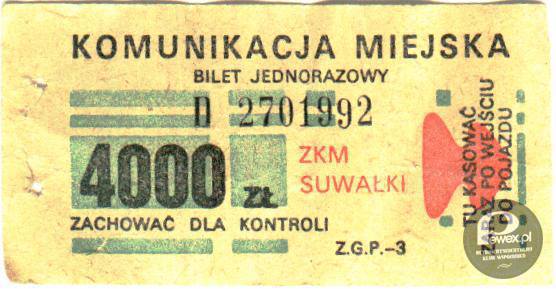 Bilet komunikacji miejskiej z Suwałk –  