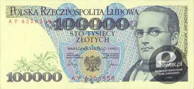 100000 zł – 1990r 