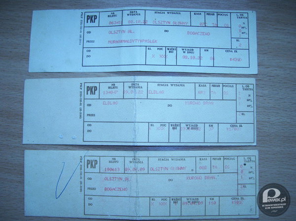 Bilet PKP – Bilet z 1988,10,22    ,   1989,04,22  ,  1989,??,22 