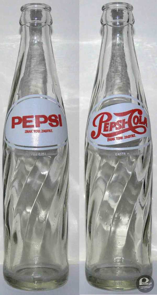 Pepsi-Cola vel PEPSI – Napój łączący pokolenia na całym świecie. Do PRL-u sprowadzony w połowie lat 70, jako towar reglamentowany, z czasem coraz bardziej popularny i powszechny. Charakterystyczna butelka szklana na zdjęciu, widoczna była w naszych sklepach spożywczych, barach i restauracjach do około połowy lat 90. 