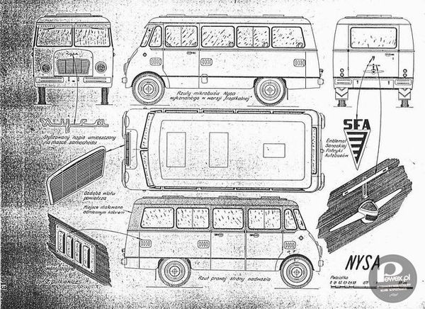 Mikrobus Nysa – Rzut wersji tropikalnej pojazdu. 