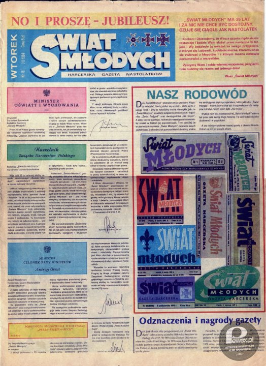 &quot;Świat Młodych&quot; – Polskie czasopismo dla młodzieży wydawane w Warszawie w latach 1949–1993, utworzone z połączenia dwóch czasopism: „Nowy Świat Przygód” i „Na Tropie”. 