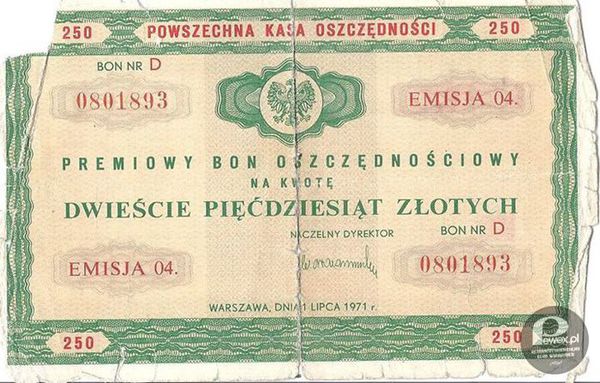 Bon premiowy PKO z 1971 roku – W tamtym czasie, to było naprawdę dużo, ja zarabiałem 1500 zł. 