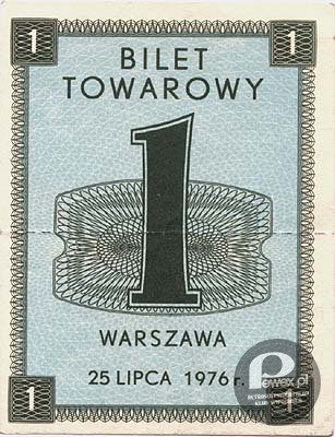 Bilet towarowy – Pierwsza „gierkowska” kartka na cukier z lipca 1976. 