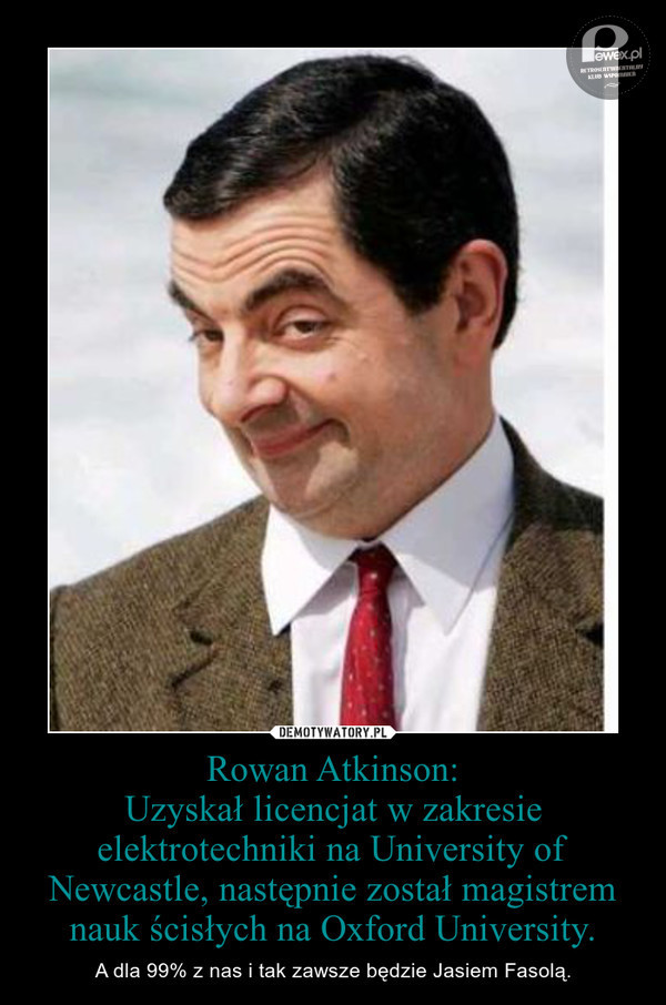 Rowan Atkinson – (ur. 6 stycznia 1955 w Consett) – brytyjski aktor, komik i scenarzysta, najszerzej znany z roli Jasia Fasoli, którą zagrał w cyklu półgodzinnych filmów telewizyjnych oraz w dwóch pełnometrażowych filmach kinowych. Wystąpił także m.in. w rolach tytułowych w serialu Czarna Żmija, filmie Johnny English i jego kontynuacji Johnny English Reaktywacja. 