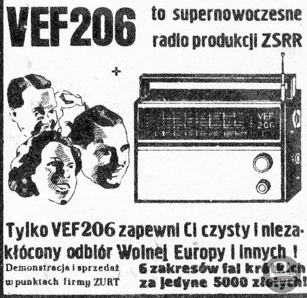 VEF206 - radio &quot;Wolnej Europy&quot; – Wyprodukowany w Związku Radzieckim egzemplarz kultowego radia. 