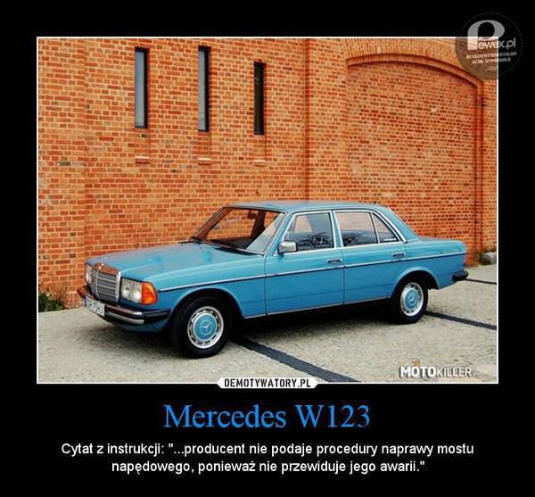 Mercedes W 123 – Model samochodu osobowego klasy średniej-wyższej, który był produkowany w latach 1976-1986 przez firmę Mercedes-Benz. Potocznie nazywany beczką. Wyprodukowano 2 696 915 egzemplarzy modelu (2 397 514 sedanów, 99 884 coupé i 199 517 kombi)[2]. Pojazd występował jako: sedan (W123) - trzy serie, coupé (C123), kombi (S123 T) oraz przedłużana limuzyna (V123). 